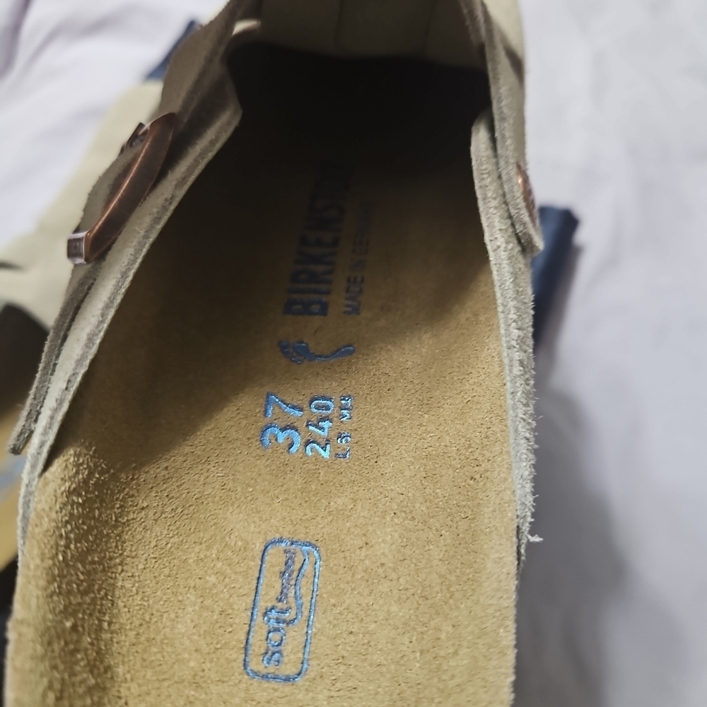 Birkenstock Womens Taupe Suede Boston Clog - Picture 7 of 14